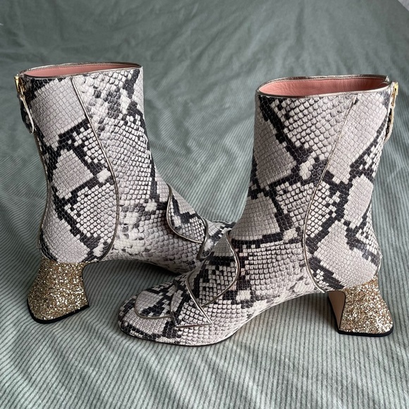 ROCHAS PARIS *BRAND NEW* | Python Glitter Ankle Bootie | IT 40 - Picture 1 of 15